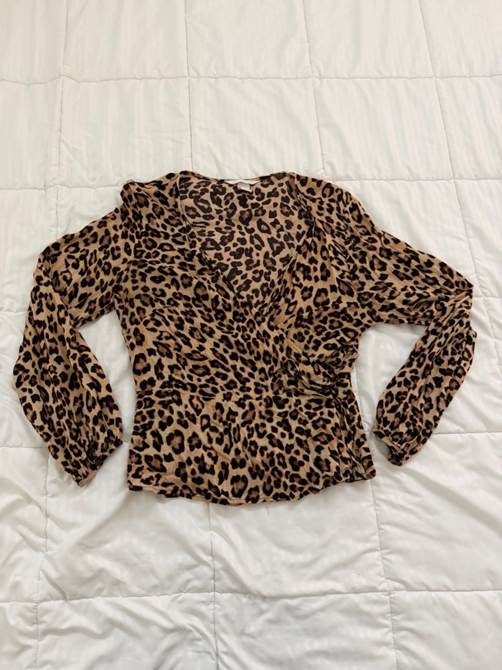 H&M Leopard Print Wrap Top - Tan and Black
